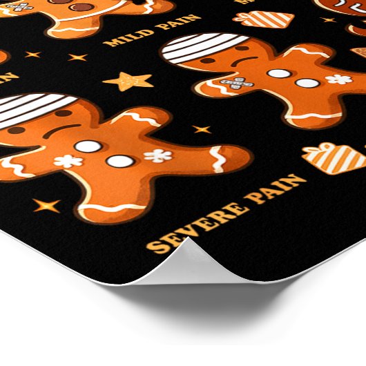Pain Scale Funny Gingerbread Man Christmas Nurse H Poster (Ecke)