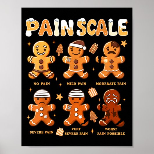Pain Scale Funny Gingerbread Man Christmas Nurse H Poster (Vorne)