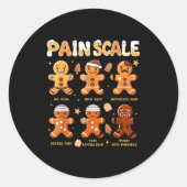 Pain Scale Funny Gingerbread Man Christmas Nurse H Runder Aufkleber (Vorderseite)