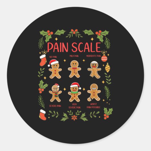 Pain Scale Gingerbread Essment Rn Er Nurse Christm Runder Aufkleber (Vorderseite)