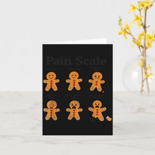 Pain Scale Gingerbread Man Funny Nurse Christmas I Karte (Gelbe Blume)