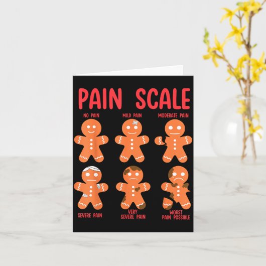 Pain Scale Gingerbread Man Funny Nurse Christmas I Karte (Gelbe Blume)