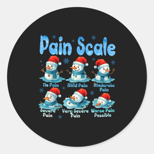 Pain Scale Snowman Healthcare Worker Pain Essment Runder Aufkleber (Vorderseite)