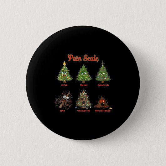 Pain Scale Snowman Nurse Christmas Tree Snow Pajam Button (Vorderseite)