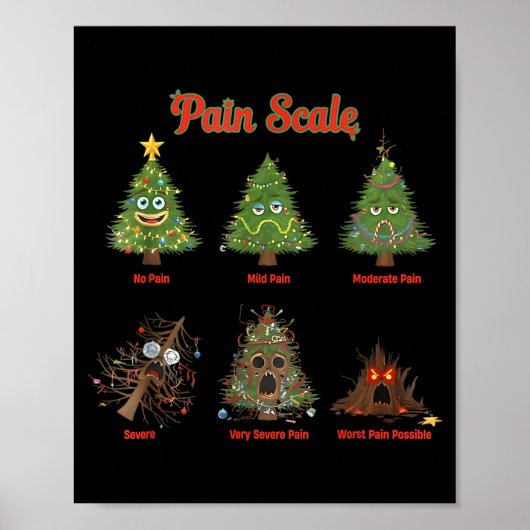 Pain Scale Snowman Nurse Christmas Tree Snow Pajam Poster (Vorne)