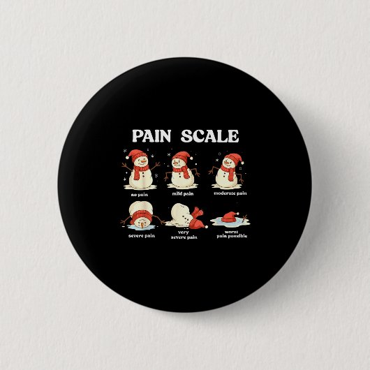Pain Scale Snowman Nurse Christmas Xmas Snow Pajam Button (Vorderseite)