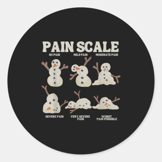 Pain Scale Snowman Nurse Christmas Xmas Snow Pajam Runder Aufkleber (Vorderseite)