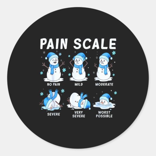 Pain Scale Snowman Nurse Christmas Xmas Snow Pajam Runder Aufkleber (Vorderseite)