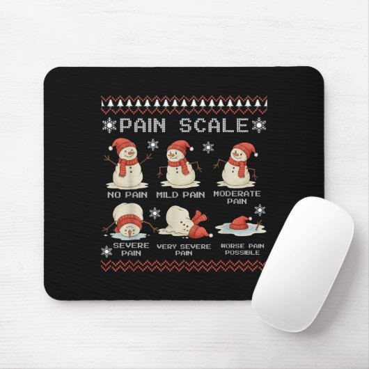 Pain Scale Snowman Pain Essment Trauma Nurse Ugly  Mousepad (Mit Mouse)