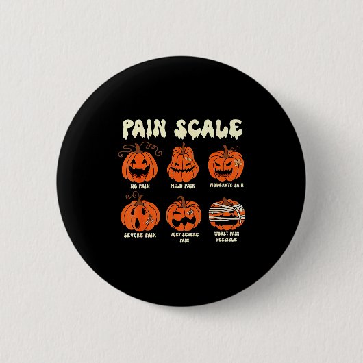 Pain Scale Soky Pumpkin Fall Halloween Trauma Nurs Button (Vorderseite)