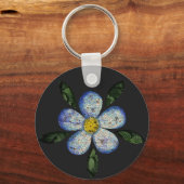 Painel Floral em Vitral com Tons de Azul e Roxo Schlüsselanhänger (Vorderseite)