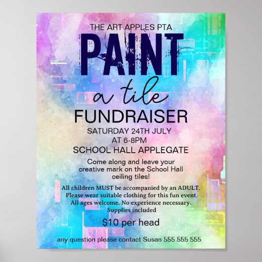 Paint a tile fundraiser PTA PTO Poster (Vorne)