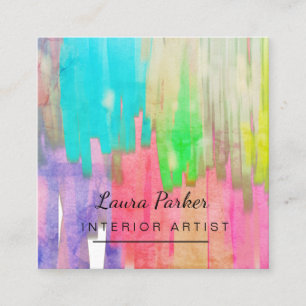 Paint Abstrakt Modern Watercolor Minimaler Künstle Quadratische Visitenkarte