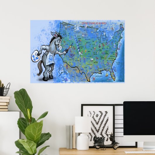 Paint America Blue Poster (Heimbüro)