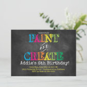 Paint and Create Chalkboard Geburtstagseinladung Einladung (Stehend Vorderseite)