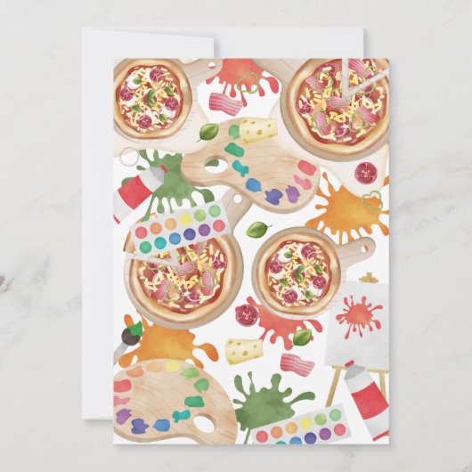 Paint and Pizza Birthday Party Einladung (Rückseite)