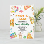 Paint and Pizza theme invite Einladung (Stehend Vorderseite)