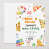 Paint and Pizza theme invite Einladung (Vorne/Hinten)
