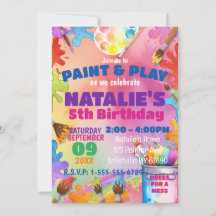 Paint and Play Kids Art Party Geburtstag Einladung