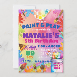 Paint and Play Kids Art Party Geburtstag Einladung