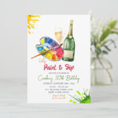 Paint and Seep Adult Birthday Einladung (Stehend Vorderseite)