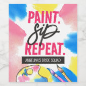 Paint and Sip Bachelorette Gastgeschenk Weinetikett (Einzelnes Label)