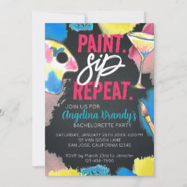 Paint and Sip Chalkboard Bachelorette Art Party Einladung