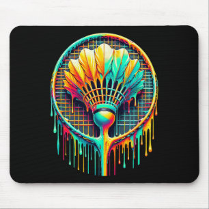 Paint Badminton Player Shuttle Racket zum Abtropfe Mousepad