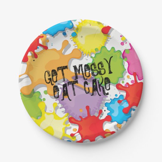 Paint Ball farbige Spritzer Papier Teller (Vorderseite)