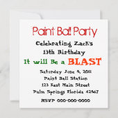 Paint Ball Party SPRITZER Einladung (Rückseite)