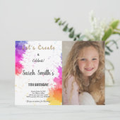 Paint Birthday Einladung mit Foto (Stehend Vorderseite)