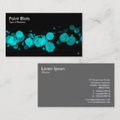Paint Blots - Cyan on Black Visitenkarte (Vorne/Hinten)