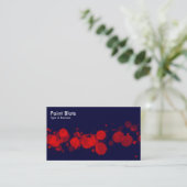 Paint Blots - Red on Dk Navy Visitenkarte (Stehend Vorderseite)