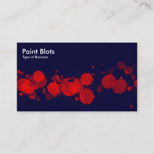 Paint Blots - Red on Dk Navy Visitenkarte