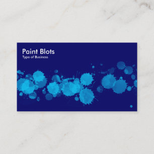 Paint Blots - Sky Blue on Navy Visitenkarte