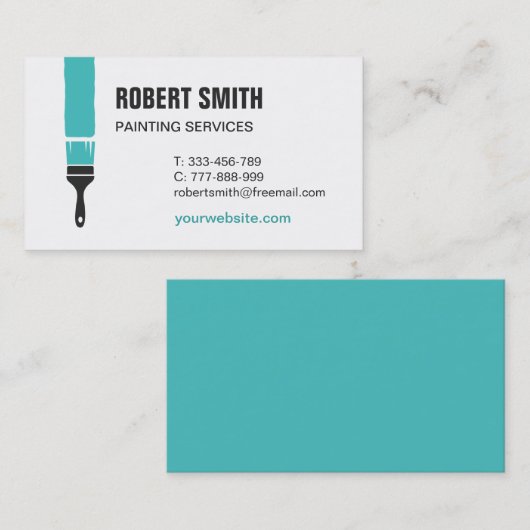 Paint Brush and Paint Trail Painting Business Card Visitenkarte (Vorne/Hinten)