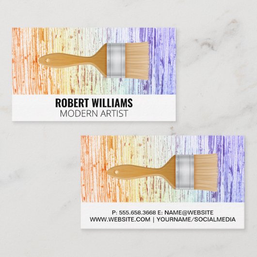 Paint Brush | Farbige Textur Visitenkarte (Vorne/Hinten)