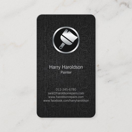 Paint Brush Icon Grunge Painter Business Card Visitenkarte (Vorderseite)
