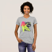 Paint Brush Stroke Beach Flamingo Bird Foto T-Shirt (Vorne ganz)