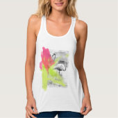 Paint Brush Stroke Beach Flamingo Bird, Racerback Tank Top (Vorderseite)