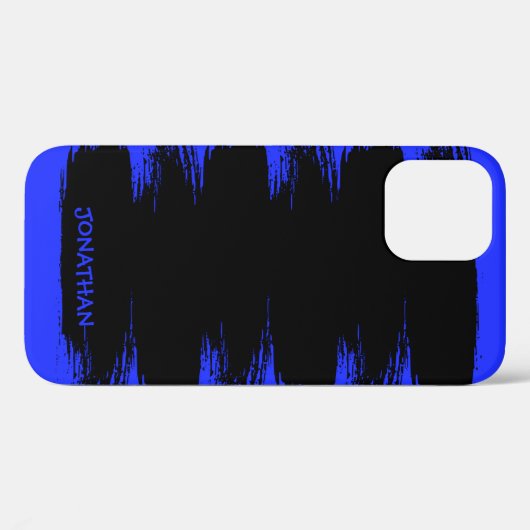 Paint Brush Stroke Individuelle Name Black Blue Co Case-Mate iPhone Hülle (Rückseite (Horizontal))