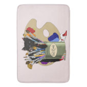 Paint Brushes Pallet Black Kitten Artist Badematte (Vorderseite Vertikal)