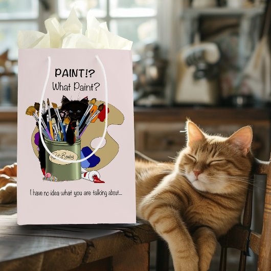 Paint Brushes Pallet Black Kitten Artist Mittlere Geschenktüte