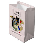 Paint Brushes Pallet Black Kitten Artist Mittlere Geschenktüte (Vorderseite Schrägansicht)