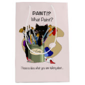 Paint Brushes Pallet Black Kitten Artist Mittlere Geschenktüte (Vorderseite)