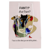 Paint Brushes Pallet Black Kitten Artist Mittlere Geschenktüte (Rückseite)