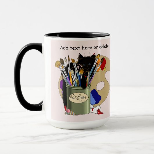 Paint Brushes Pallet Black Kitten Artist Tasse (Links)