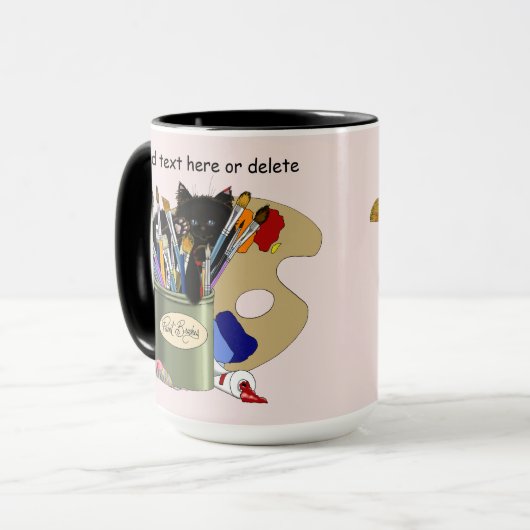 Paint Brushes Pallet Black Kitten Artist Tasse (Vorderseite Links)