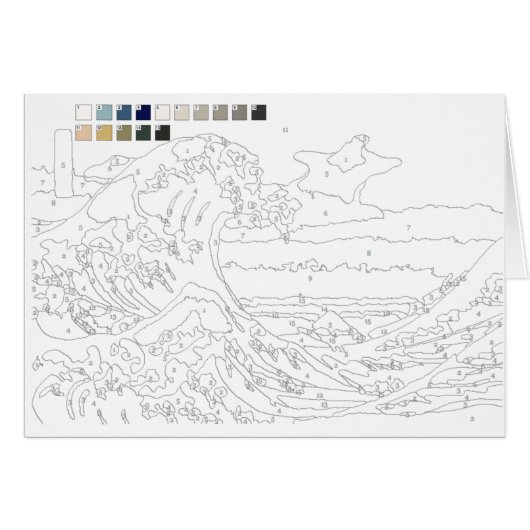 Paint by Numbers Card:Die große Welle von Kanagawa (Vorderseite (Horizontal))