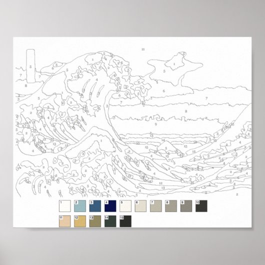 Paint by Numbers Post: The Great Wave off Kanagawa Poster (Vorne)